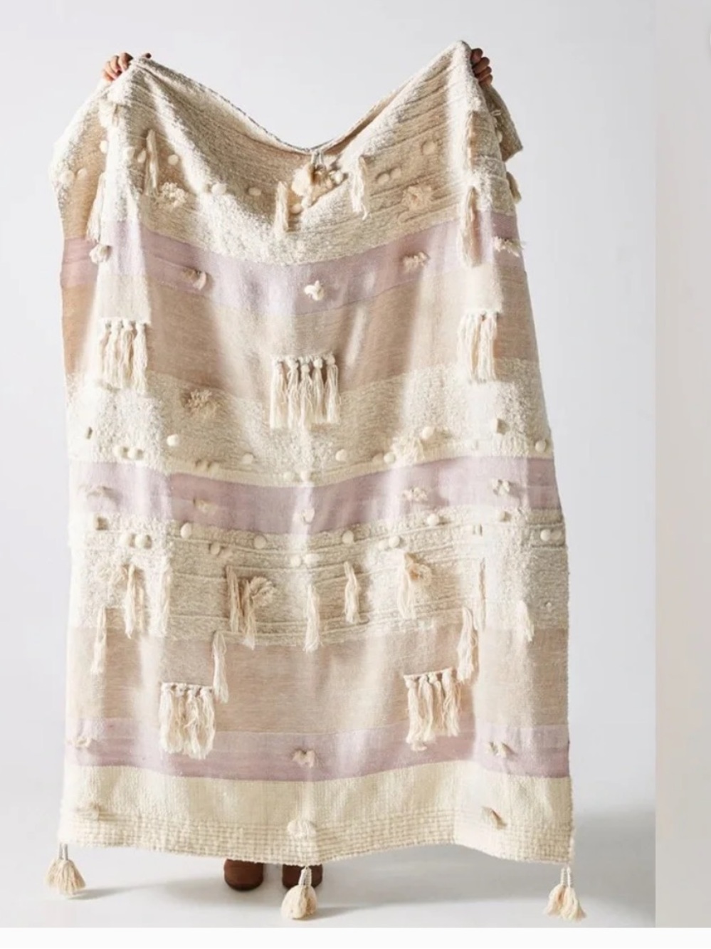 Anthropologie All Roads Textured Boho Throw Blanket 50x60 Size